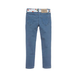 Grils blue jeans with bow belt